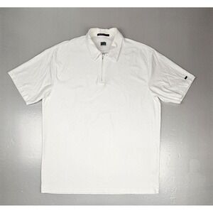 Tiger Woods‎ Collection Polo Shirt Mens 2XL White Dri Fit Qt. Zip Golf SS.